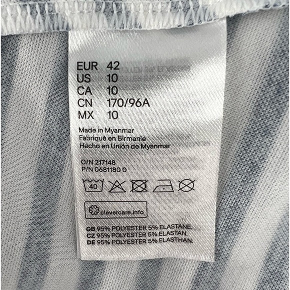 H&M Divided Blue White Striped Tank Swing Mini Skater Dress Size 10 Women’s - Picture 5 of 5